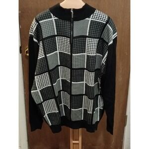 Stacy Adams 2XLT Patchwork Jacquard Sweater, EUC – 1/4 Zip, Big & Tall